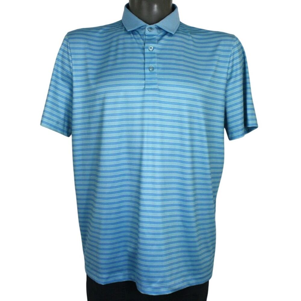 Grayson & Dunn Golf Polo Shirt Mens Large Blue Striped Performance